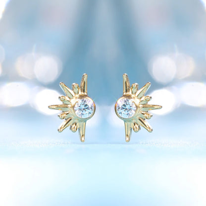 Limerencia F136 Pure Titanium Hypoallergenic Implant Grade Studs, G23 Small Dainty Cubic Zirconia Earrings for Women's Sensitive Ears(sun)