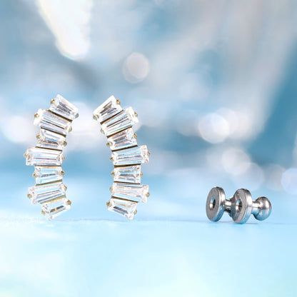 Pendientes Limerencia F136 de titanio puro hipoalergénico de grado implante, pequeños y delicados de circonita cúbica G23 para orejas sensibles de mujer (Climber Crawler)