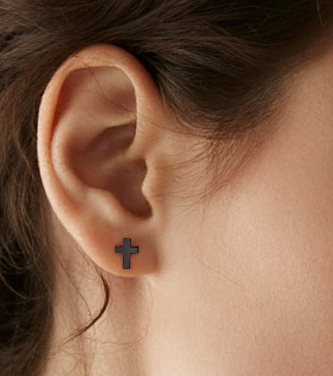 Pendientes de titanio Limerencia, pendientes hipoalergénicos para hombre y mujer con oídos sensibles, joyería minimalista, pendientes cruz planos para cartílago, diseño cruz