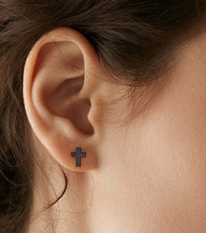 Pendientes de titanio Limerencia, pendientes hipoalergénicos para hombre y mujer con oídos sensibles, joyería minimalista, pendientes cruz planos para cartílago, diseño cruz