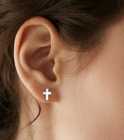 Pendientes de titanio Limerencia, pendientes hipoalergénicos para hombre y mujer con oídos sensibles, joyería minimalista, pendientes cruz planos para cartílago, diseño cruz