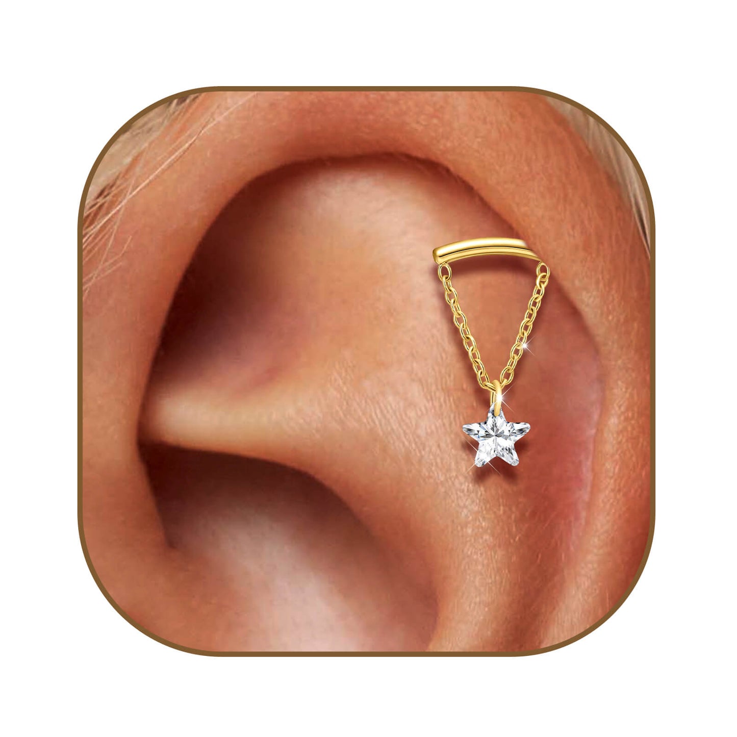 Limerencia 18G Titan-Ohrschmuck mit Innengewinde und flachem Verschluss für Damen, 1 Stück Hängepiercing mit Kette für Helix, hypoallergen, 6mm/8mm Knorpelstecker geeignet für Tragus, Conch und Ohrläppchen