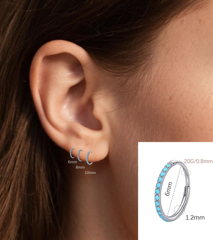 limerencia Nose Ring Hoop, Titanium Nose Ring for Women Men--Turquoise+Opal CZ