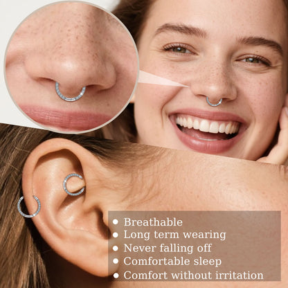 Anneau de nez en titane Limerencia, anneau de nez en titane zirconium 20G, boucle d'oreille pour cartilage, anneau de septum, piercing tragus, conque, hélice, daith et lèvre, bijoux pour femme et homme