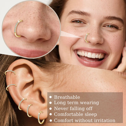Aro nasal de titanio G23 Limerencia, aro nasal con circonita 8 mm / 10 mm | Arete de cartílago, anillo de septo, piercing para tragus, concha, hélice, daith y labio, joyería para mujer y hombre