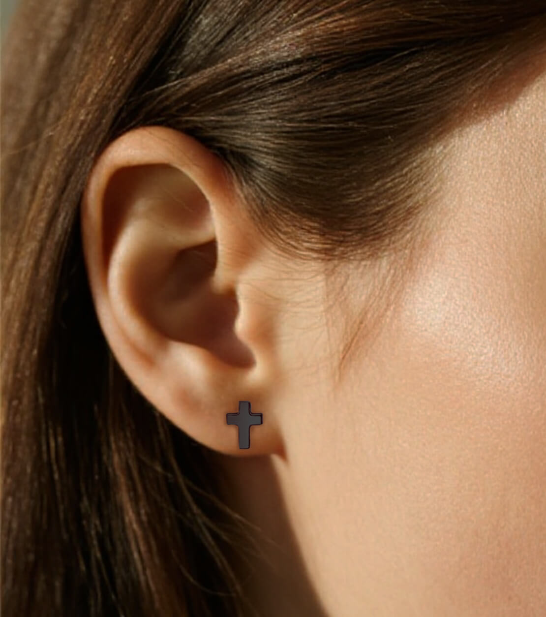 Pendientes de titanio Limerencia, pendientes hipoalergénicos para hombre y mujer con oídos sensibles, joyería minimalista, pendientes cruz planos para cartílago, diseño cruz