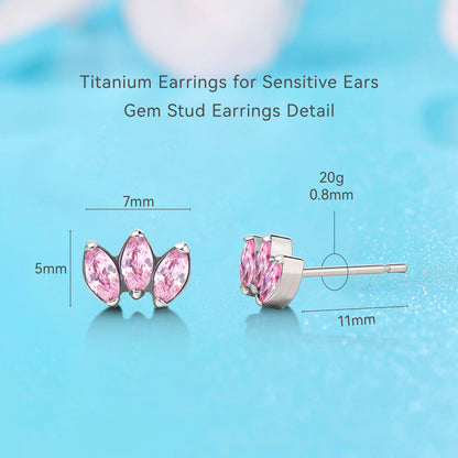 Pendientes hipoalergénicos Limerencia de titanio puro | Corona de circonita cúbica | Joyería de perforación de grado implante | Adecuado para oídos sensibles, joyería delicada