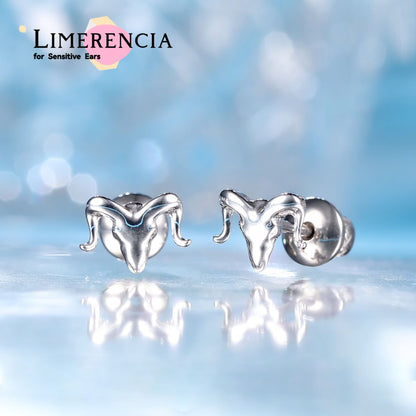 Orecchini a vite in titanio implantabile G23 Limerencia, piercing ipoallergenico F136 20G per cartilagine, trago ed elica orecchie sensibili, design testa di toro