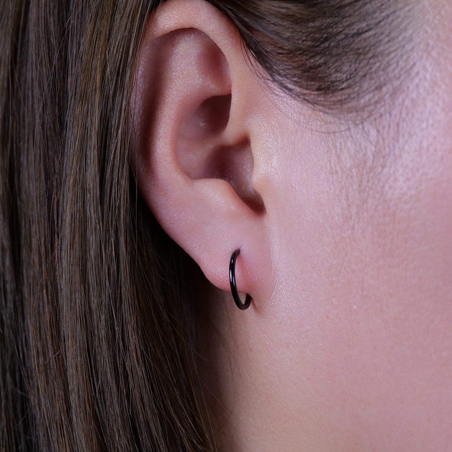Limerencia G23 Titanium Slim Hoop Earrings, Hypoallergenic Nose/Lip Earrings 3Pairs Black Unisex