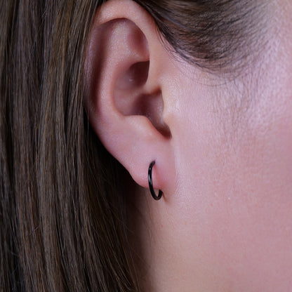 Limerencia G23 Titanium Slim Hoop Earrings, Hypoallergenic Nose/Lip Earrings 3Pairs Black Unisex