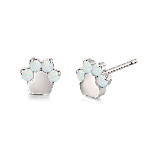 Limerencia G23 Pure Titanium Hypoallergenic Earrings | Cat Paws OPAL F136 Implant Grade Titanium Jewelry for Sensitive Ears