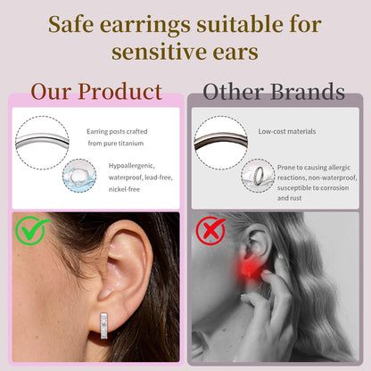 Limerencia F136 Titanium Hoop Earrings for Women,Elegant Cubic Zirconia Stone Hoop Hypoallergenic Earrings