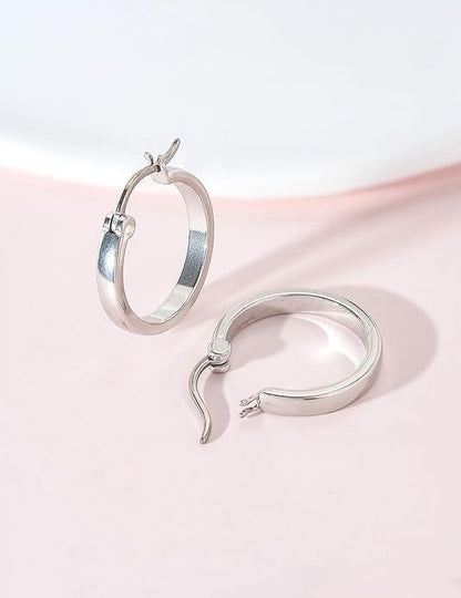 Limerencia G23 Pure Titanium Hypoallergenic Hoop Earrings for Women Sensitive Ears (20mm, Silver)