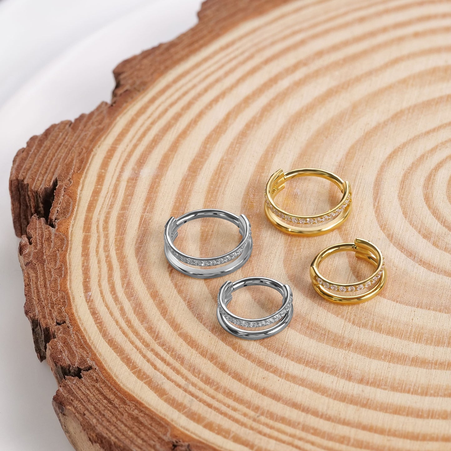 Aro nasal Limerencia, aro de titanio para mujer y hombre – circonitas cúbicas en ambos lados
