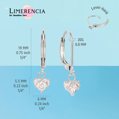 Boucles d’oreilles Limerencia à fermoir levier en titane G23, boucles pendantes goutte pour femme, boucles mode en titane F136, bijou hypoallergénique cadeau – motif cœur