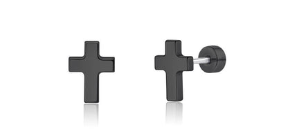 Pendientes de titanio Limerencia, pendientes hipoalergénicos para hombre y mujer con oídos sensibles, joyería minimalista, pendientes cruz planos para cartílago, diseño cruz