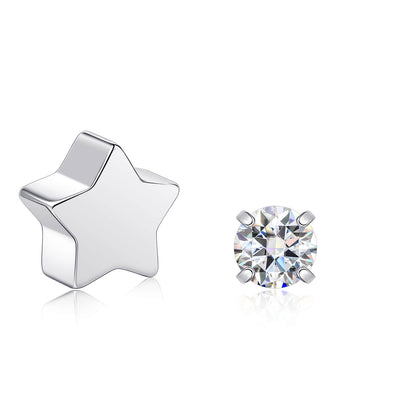 Limerencia Moissanite Stud Earrings for Women Men, F136 Hypoallergenic Titanium Earrings for Sensitive Ears, 18K White Gold Plated Star or Heart Flat Back, D Color VVS1 Clarity, GRA Certificate