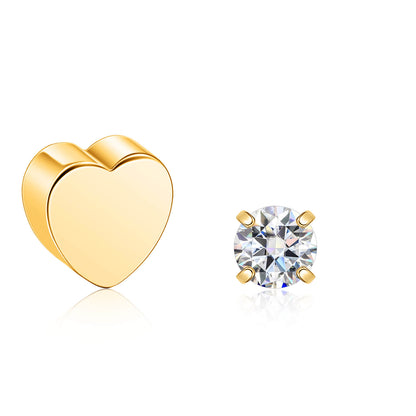 Limerencia Moissanite Stud Earrings for Women Men, F136 Hypoallergenic Titanium Earrings for Sensitive Ears, 18K White Gold Plated Star or Heart Flat Back, D Color VVS1 Clarity, GRA Certificate