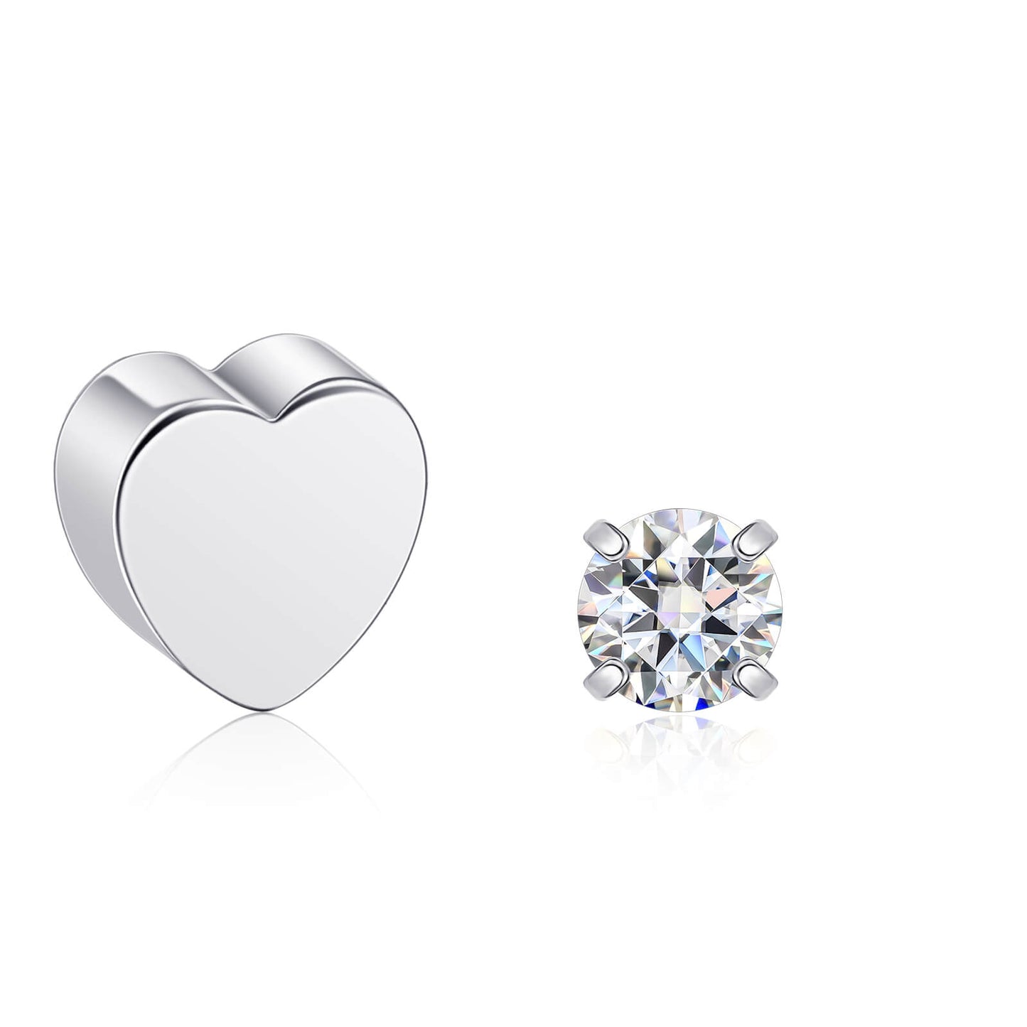 Limerencia Moissanite Stud Earrings for Women Men, F136 Hypoallergenic Titanium Earrings for Sensitive Ears, 18K White Gold Plated Star or Heart Flat Back, D Color VVS1 Clarity, GRA Certificate