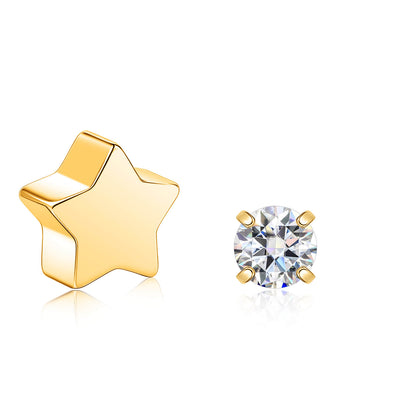 Limerencia Moissanite Stud Earrings for Women Men, F136 Hypoallergenic Titanium Earrings for Sensitive Ears, 18K White Gold Plated Star or Heart Flat Back, D Color VVS1 Clarity, GRA Certificate