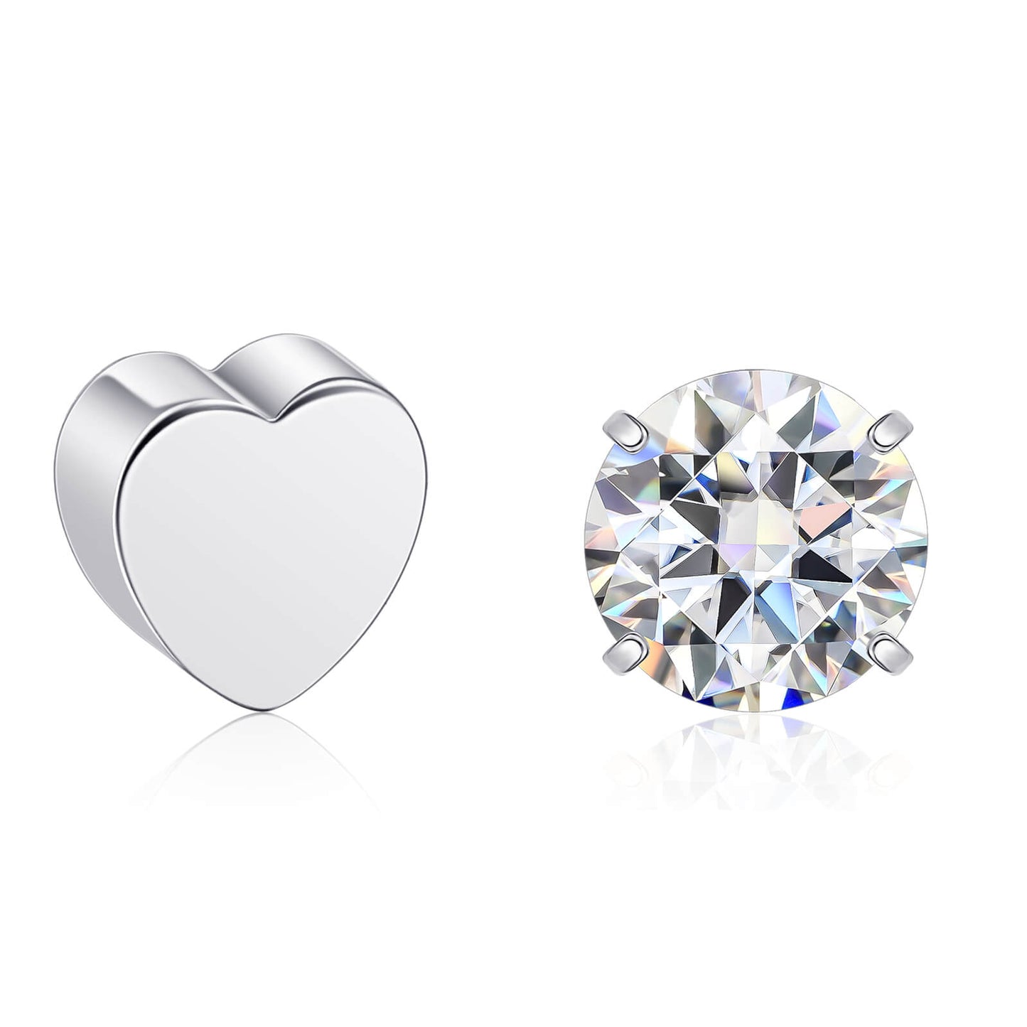 Limerencia Moissanite Stud Earrings for Women Men, F136 Hypoallergenic Titanium Earrings for Sensitive Ears, 18K White Gold Plated Star or Heart Flat Back, D Color VVS1 Clarity, GRA Certificate