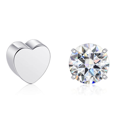 Limerencia Moissanite Stud Earrings for Women Men, F136 Hypoallergenic Titanium Earrings for Sensitive Ears, 18K White Gold Plated Star or Heart Flat Back, D Color VVS1 Clarity, GRA Certificate