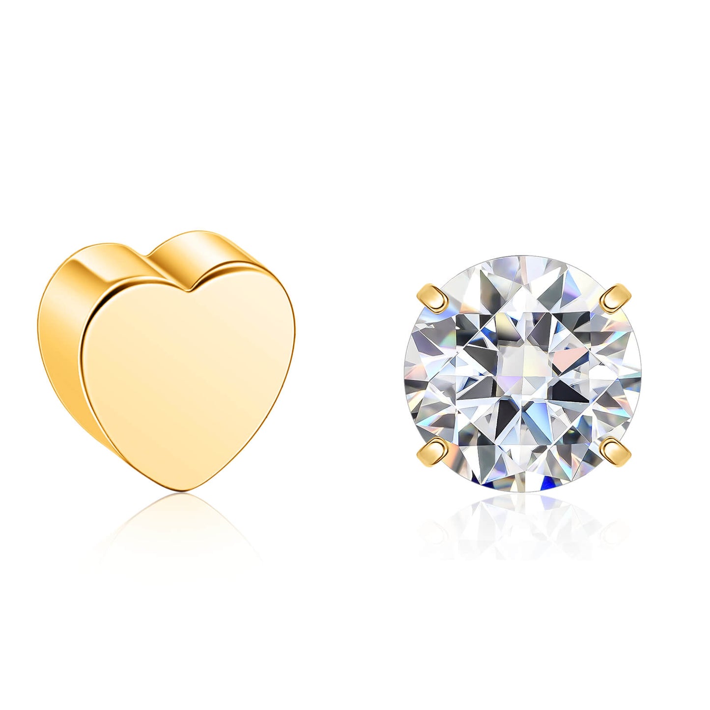 Limerencia Moissanite Stud Earrings for Women Men, F136 Hypoallergenic Titanium Earrings for Sensitive Ears, 18K White Gold Plated Star or Heart Flat Back, D Color VVS1 Clarity, GRA Certificate