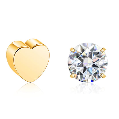 Limerencia Moissanite Stud Earrings for Women Men, F136 Hypoallergenic Titanium Earrings for Sensitive Ears, 18K White Gold Plated Star or Heart Flat Back, D Color VVS1 Clarity, GRA Certificate