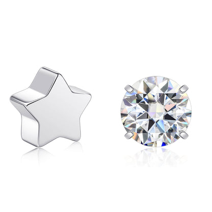 Limerencia Moissanite Stud Earrings for Women Men, F136 Hypoallergenic Titanium Earrings for Sensitive Ears, 18K White Gold Plated Star or Heart Flat Back, D Color VVS1 Clarity, GRA Certificate