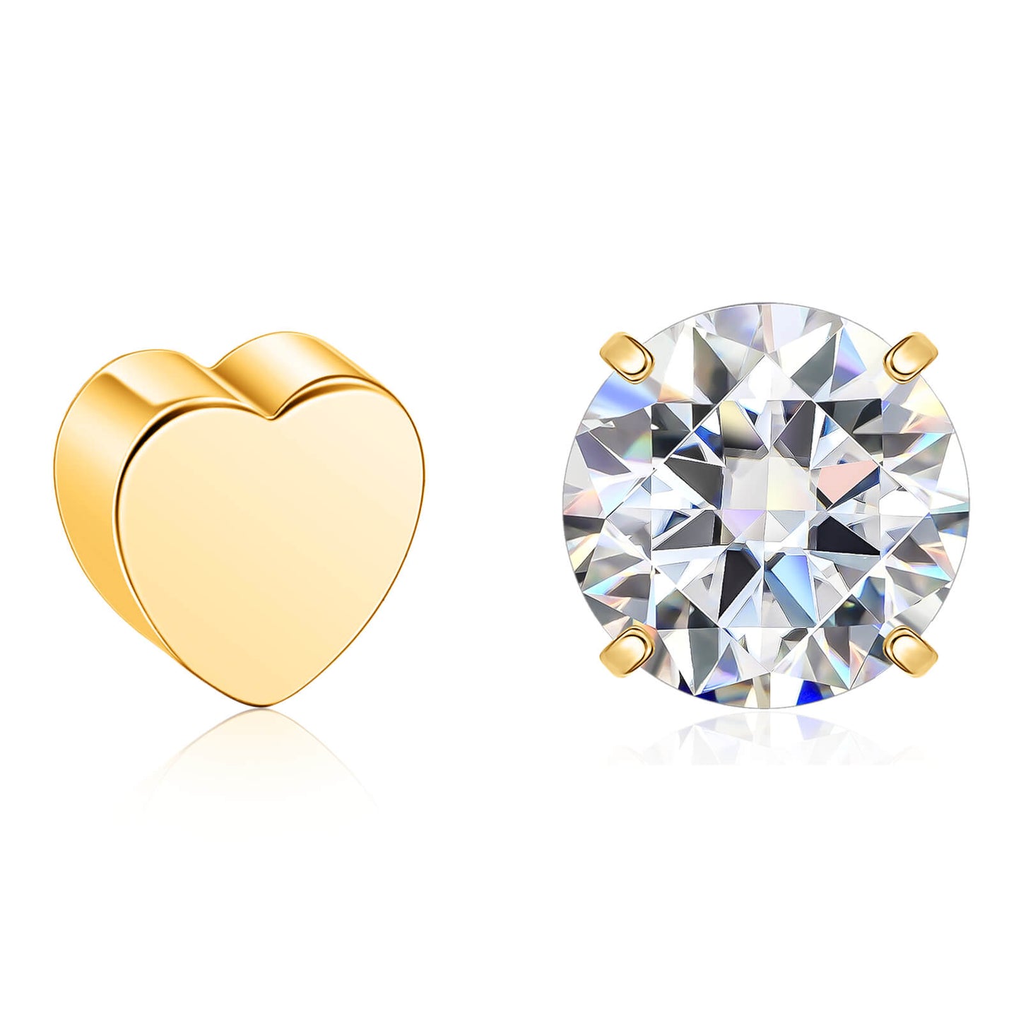 Limerencia Moissanite Stud Earrings for Women Men, F136 Hypoallergenic Titanium Earrings for Sensitive Ears, 18K White Gold Plated Star or Heart Flat Back, D Color VVS1 Clarity, GRA Certificate