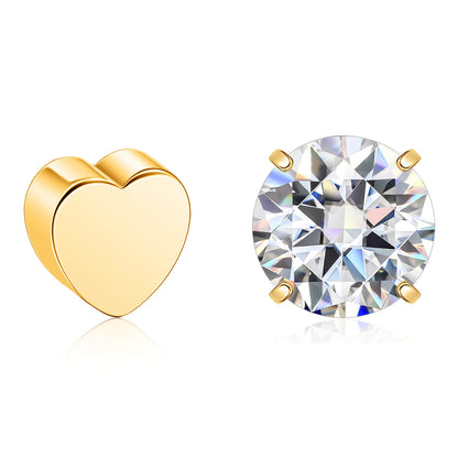 Limerencia Moissanite Stud Earrings for Women Men, F136 Hypoallergenic Titanium Earrings for Sensitive Ears, 18K White Gold Plated Star or Heart Flat Back, D Color VVS1 Clarity, GRA Certificate