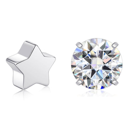 Limerencia Moissanite Stud Earrings for Women Men, F136 Hypoallergenic Titanium Earrings for Sensitive Ears, 18K White Gold Plated Star or Heart Flat Back, D Color VVS1 Clarity, GRA Certificate
