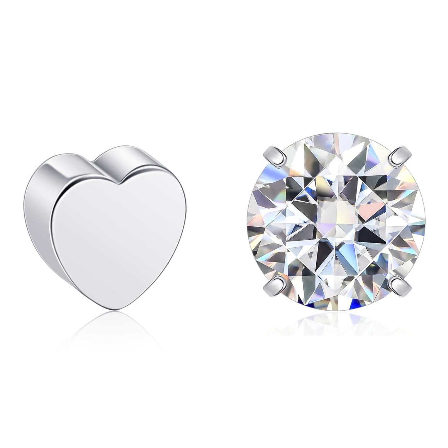 Limerencia Moissanite Stud Earrings for Women Men, F136 Hypoallergenic Titanium Earrings for Sensitive Ears, 18K White Gold Plated Star or Heart Flat Back, D Color VVS1 Clarity, GRA Certificate
