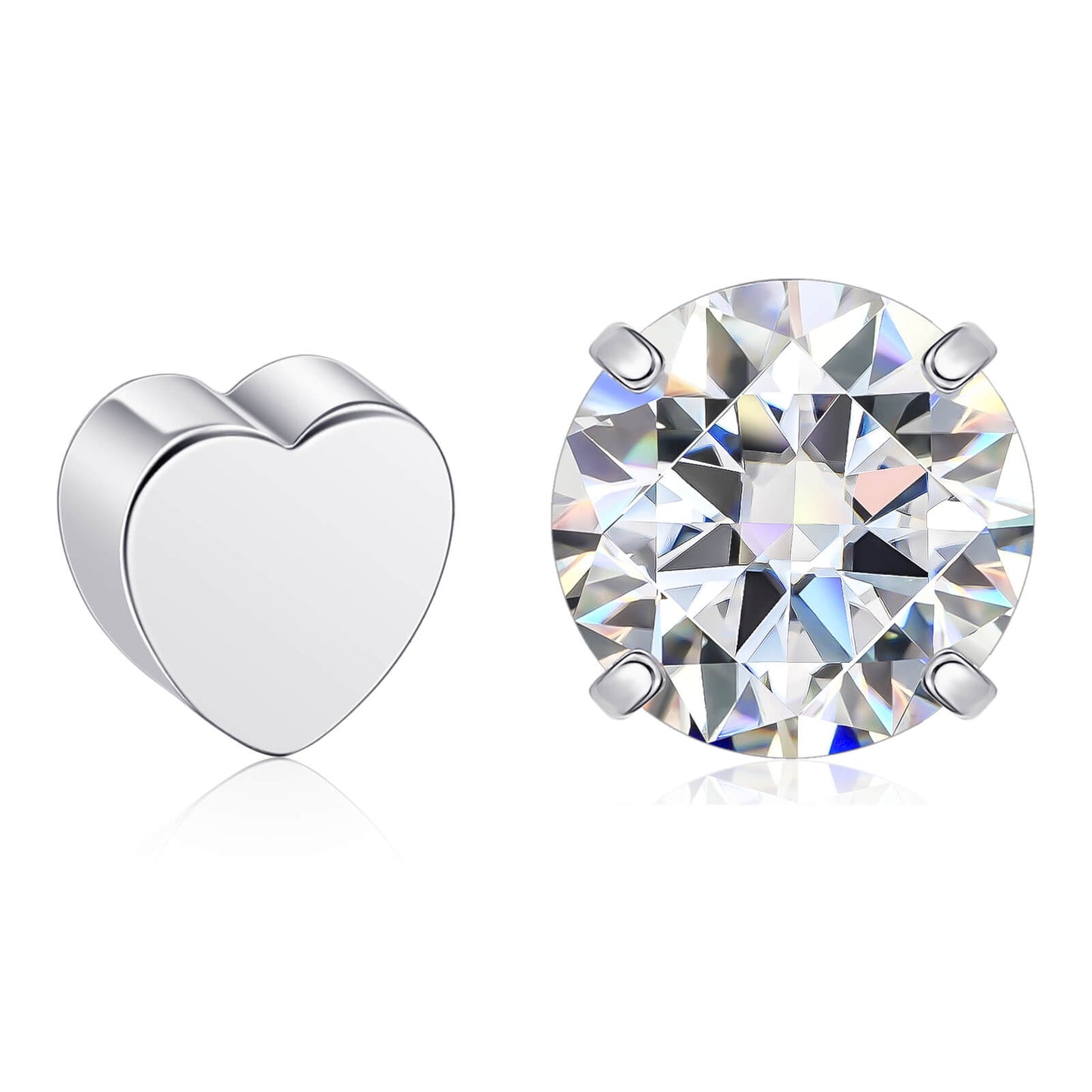 Limerencia Moissanite Stud Earrings for Women Men, F136 Hypoallergenic Titanium Earrings for Sensitive Ears, 18K White Gold Plated Star or Heart Flat Back, D Color VVS1 Clarity, GRA Certificate