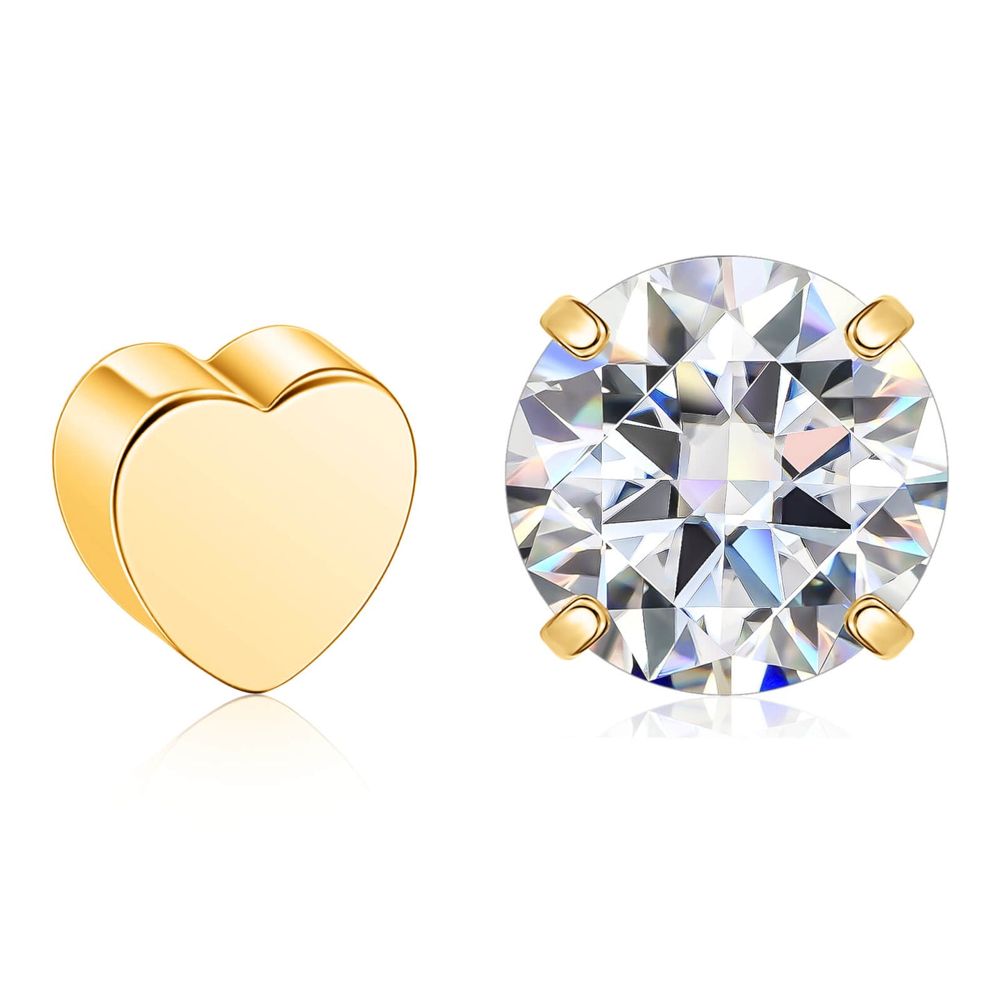 Limerencia Moissanite Stud Earrings for Women Men, F136 Hypoallergenic Titanium Earrings for Sensitive Ears, 18K White Gold Plated Star or Heart Flat Back, D Color VVS1 Clarity, GRA Certificate
