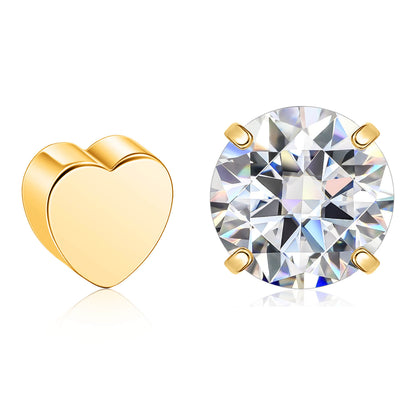 Limerencia Moissanite Stud Earrings for Women Men, F136 Hypoallergenic Titanium Earrings for Sensitive Ears, 18K White Gold Plated Star or Heart Flat Back, D Color VVS1 Clarity, GRA Certificate