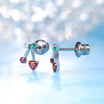 Limerencia Hypoallergene G23 Implantatqualität Titan Schraubverschluss Ohrringe Tragus 20G Helix F136 Piercingstecker für empfindliche Ohren Knorpel (rote Kirsche)
