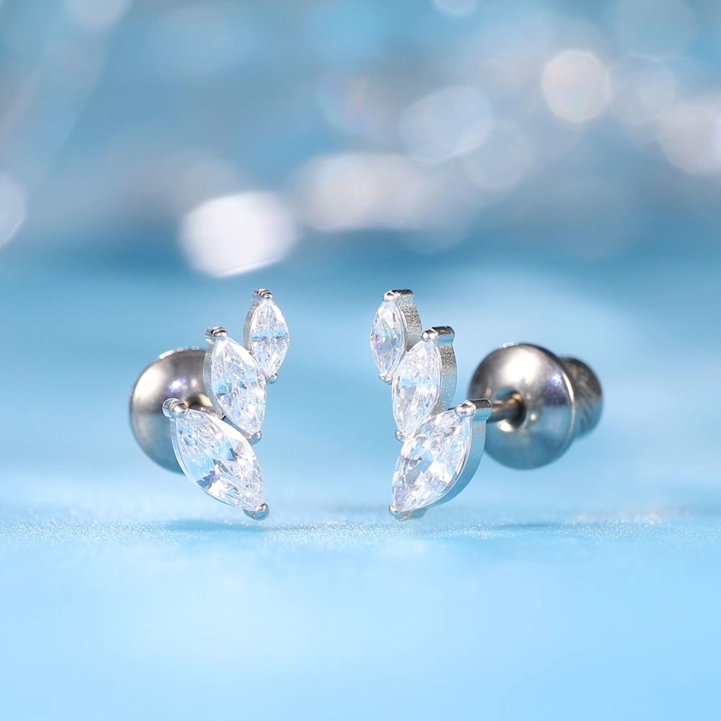 Limerencia Pendientes Hipoalergénicos de Titanio Grado Implante G23 con Cierre de Rosca Tragus 20G Hélice F136 Poste de Piercing para Orejas Sensibles Cartílago (hoja)
