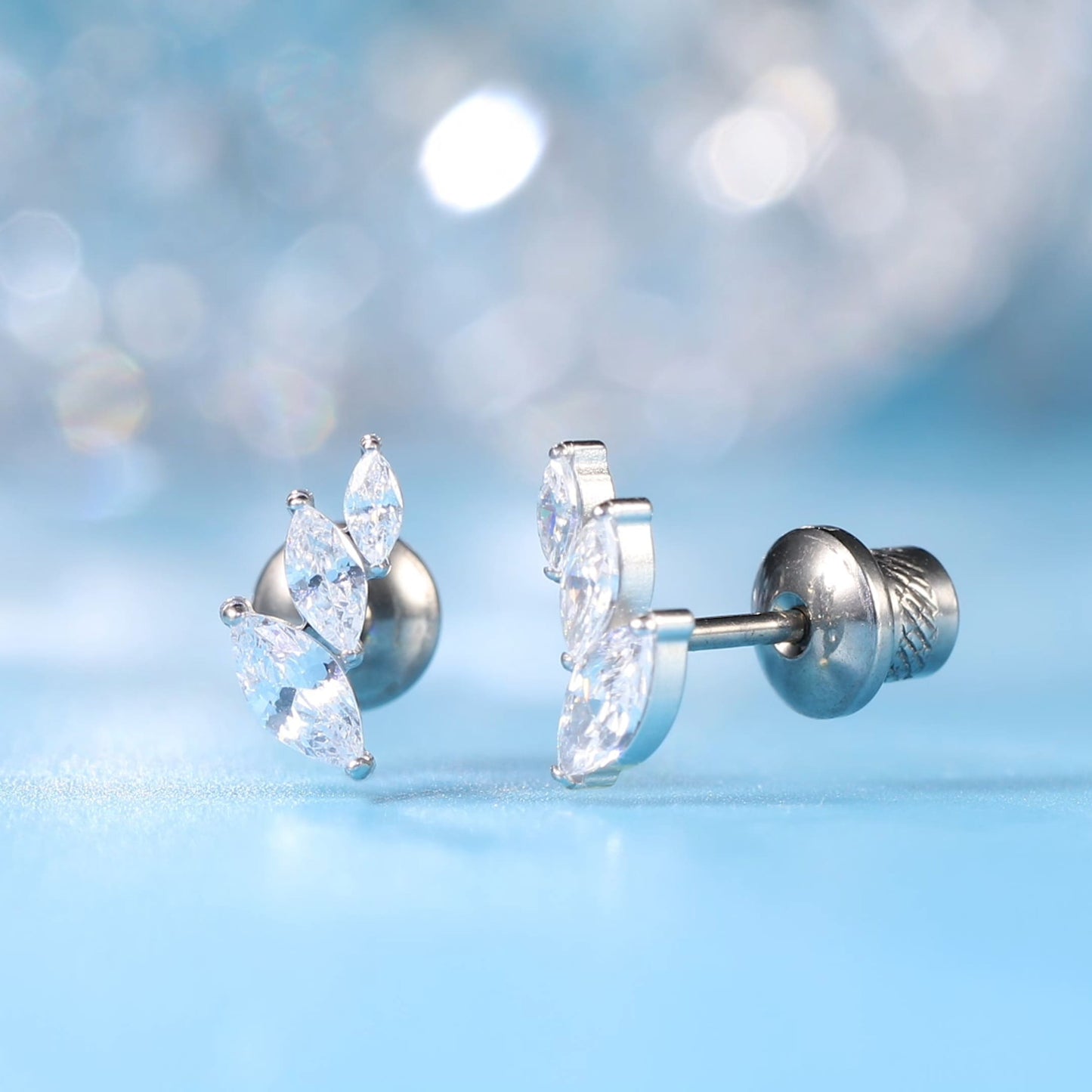 Limerencia Pendientes Hipoalergénicos de Titanio Grado Implante G23 con Cierre de Rosca Tragus 20G Hélice F136 Poste de Piercing para Orejas Sensibles Cartílago (hoja)