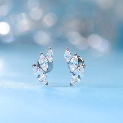 Limerencia Coppia Orecchini Piercing In Titanio ASTM F136 Senza Filettatura A Inserimento Rapido, Retro Piatto Ipoallergenico 20G 6mm 8mm Con Zirconi Cubici G23 Per Cartilagine, Helix E Trago