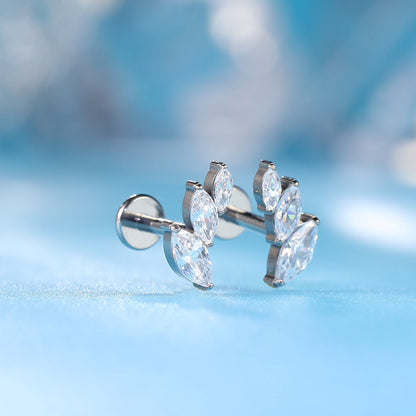 Limerencia Coppia Orecchini Piercing In Titanio ASTM F136 Senza Filettatura A Inserimento Rapido, Retro Piatto Ipoallergenico 20G 6mm 8mm Con Zirconi Cubici G23 Per Cartilagine, Helix E Trago