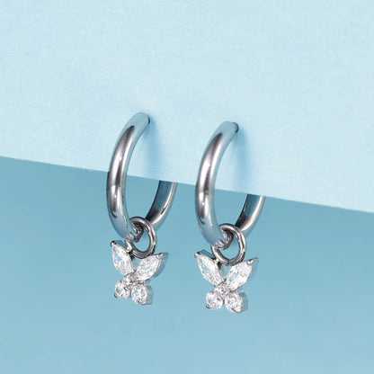 Orecchini huggie pendenti leggeri in titanio puro ipoallergenico Limerencia donna, stile barra verticale, croce, luna e fulmine, orecchini delicati con farfalla in zircone