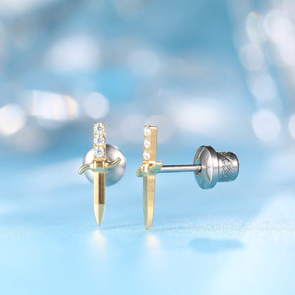 Limerencia Hypoallergene G23 Implantatqualität Titan Schraubverschluss Ohrringe Tragus 20G Helix F136 Piercingstecker für empfindliche Ohren Knorpel (Schwert)