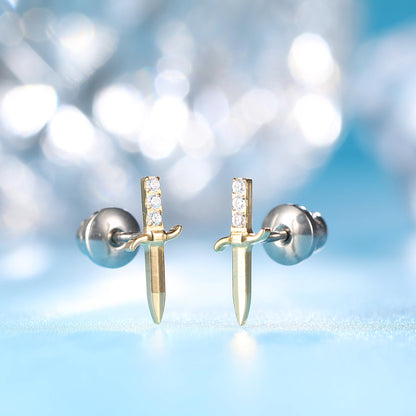 Limerencia Hypoallergene G23 Implantatqualität Titan Schraubverschluss Ohrringe Tragus 20G Helix F136 Piercingstecker für empfindliche Ohren Knorpel (Schwert)