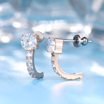 Orecchini huggie zircone con perno in titanio puro F136 ipoallergenico Limerencia | Piccoli orecchini cerchio per donna e uomo | Orecchini a perno leggeri alla moda per orecchie sensibili