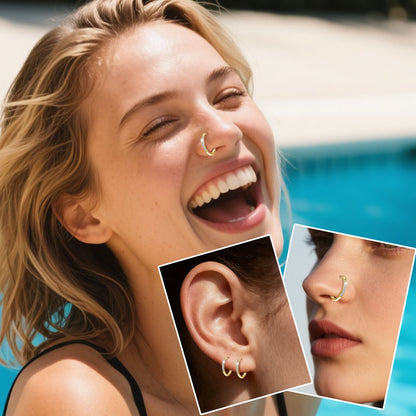 Aro nasal de titanio G23 Limerencia, aro nasal con circonita 8 mm / 10 mm | Arete de cartílago, anillo de septo, piercing para tragus, concha, hélice, daith y labio, joyería para mujer y hombre