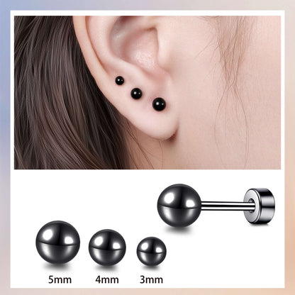 Limerencia Titan-Flachverschluss-Ohrstecker, hypoallergene Kugelohrstecker für empfindliche Ohren, schlichte klassische Flachstecker in 3 mm bis 5 mm, ideal für Helix, Tragus, Knorpel und Ohrläppchen