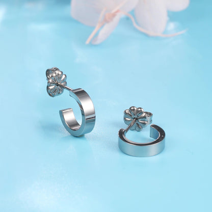 Limerencia Hypoallergene G23 Reiner Titanstift Dünne quadratische offene Creolen | F136 Implantat-Qualität Damen Zierliche Creolen | Leichtgewicht für empfindliche Ohren (8 mm, Gold)
