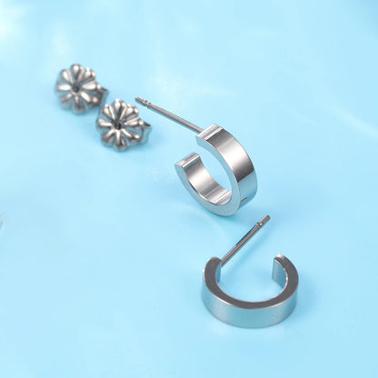 Limerencia Hypoallergene G23 Reiner Titanstift Dünne quadratische offene Creolen | F136 Implantat-Qualität Damen Zierliche Creolen | Leichtgewicht für empfindliche Ohren (8 mm, Gold)