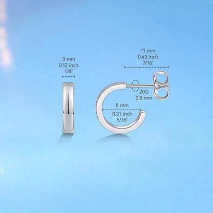 Limerencia Hypoallergene G23 Reiner Titanstift Dünne quadratische offene Creolen | F136 Implantat-Qualität Damen Zierliche Creolen | Leichtgewicht für empfindliche Ohren (8 mm, Gold)
